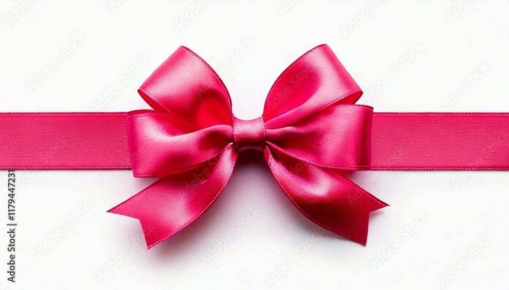 Fuchsia Gift Ribbon with a Bow on a white Background. Festive Template for Holidays and Celebrations Fuchsia Gift Ribbon with a Bow on a white Background. Festive Template for Holidays and Celebrations