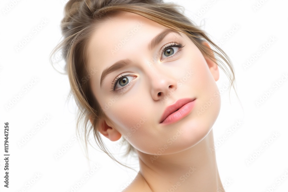 Fototapeta premium a close-up portrait of a young woman's face.