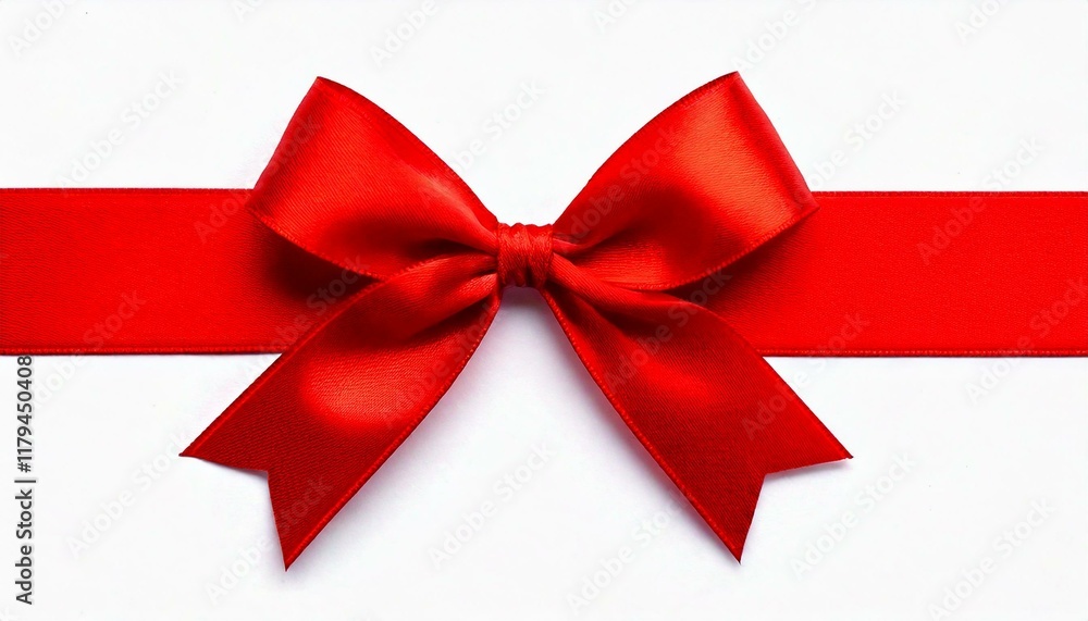 Shiny red ribbon with bow isolated on white Shiny red ribbon with bow isolated on white