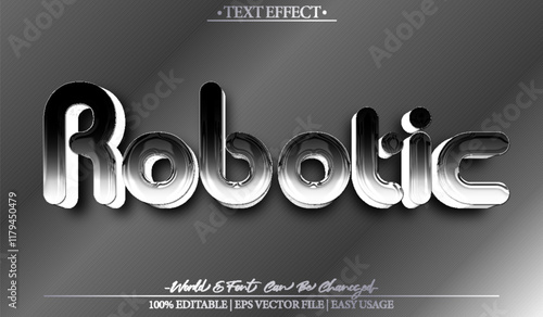Robotic Vector Text Effect Editable Alphabet Gray Tech Cyborg Futuristic ai