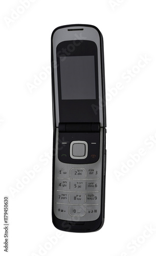 Obraz na płótnie Retro mobile phone with a classic button design on a transparent background. The high resolution and transparent background make it perfect for use in advertising, illustrations, and design projects. w salonie