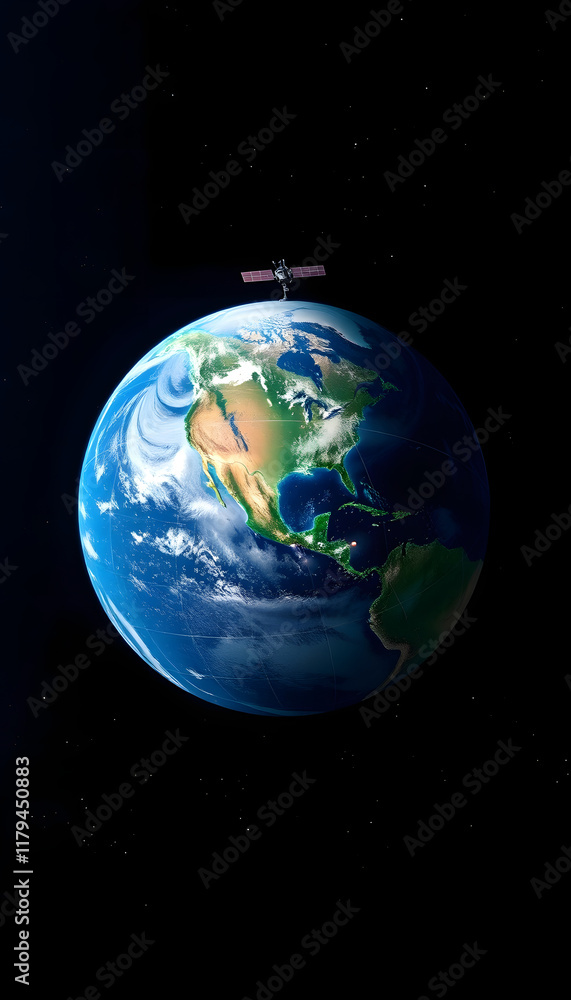 Naklejka premium Earth covered with satellite network, 8k, with white tones