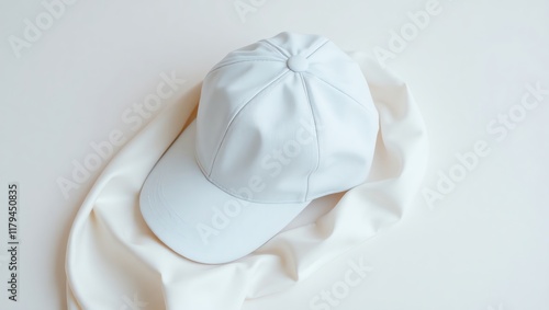 Wallpaper Mural Minimalist White Baseball Cap on Draped Fabric Background Torontodigital.ca