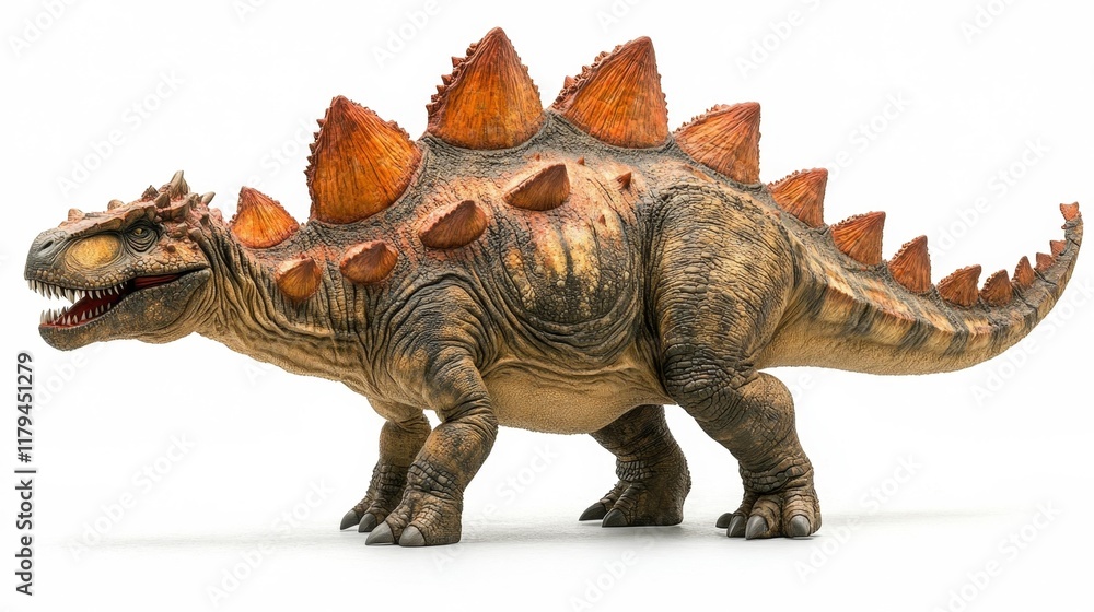 Fototapeta premium Stegosaurus Dinosaur Isolated on White Background. Generative AI