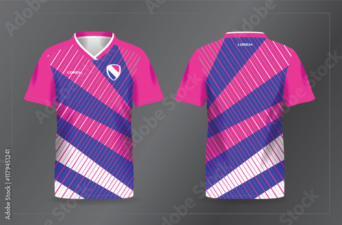 abstract blue and pink sport jersey for football and soccer shirt template	
