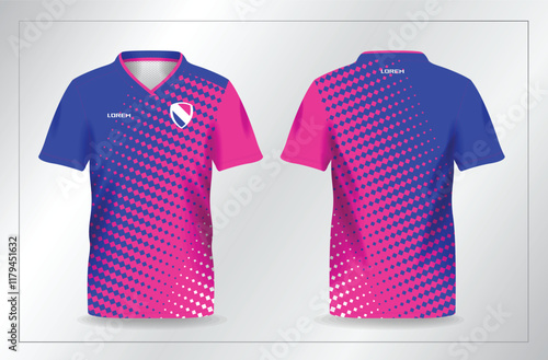 abstract blue and pink sport jersey for football and soccer shirt template	
