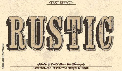 Rustic Vector Text Effect Editable Alphabet Vintage Rugged Traditional Wooden