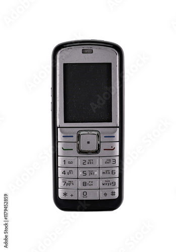 Obraz na płótnie Retro mobile phone with a classic button design on a transparent background. The high resolution and transparent background make it perfect for use in advertising, illustrations, and design projects. w salonie