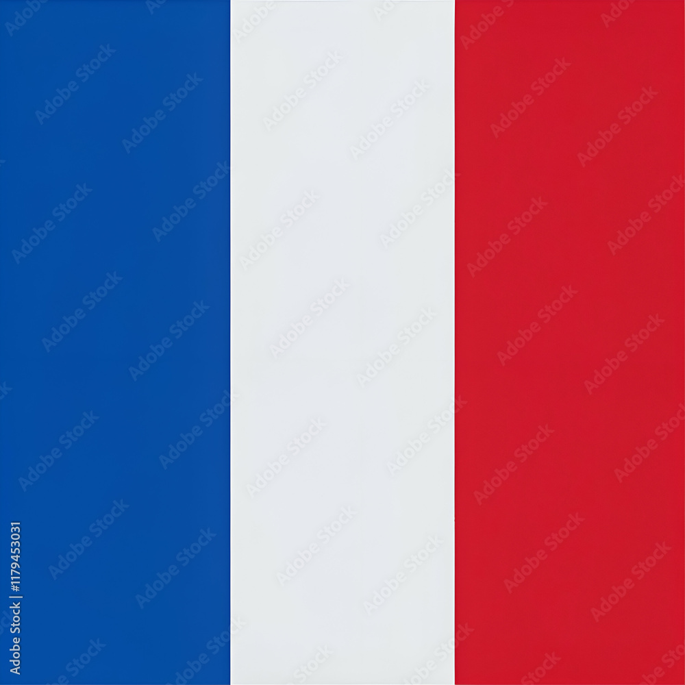 The French flag. with its blue. white. and red stripes. The French flag. with its blue. white. and red stripes.