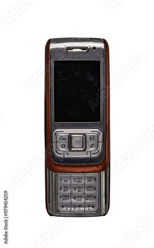 Obraz na płótnie Retro mobile phone with a classic button design on a transparent background. The high resolution and transparent background make it perfect for use in advertising, illustrations, and design projects. w salonie