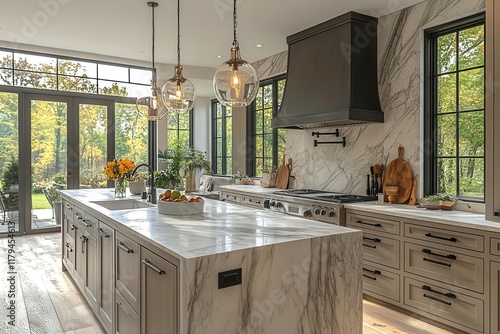 Obraz na płótnie contemporary kitchen design featuring vintage-inspired elements, classic hardware and modern amenities creating timeless aesthetic w salonie