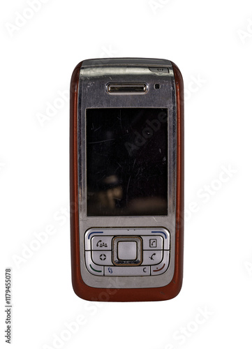 Obraz na płótnie Retro mobile phone with a classic button design on a transparent background. The high resolution and transparent background make it perfect for use in advertising, illustrations, and design projects. w salonie