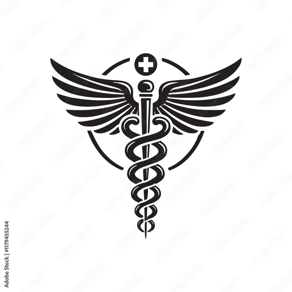 caduceus black icon silhouette symbol medical Generated image caduceus black icon silhouette symbol medical Generated image