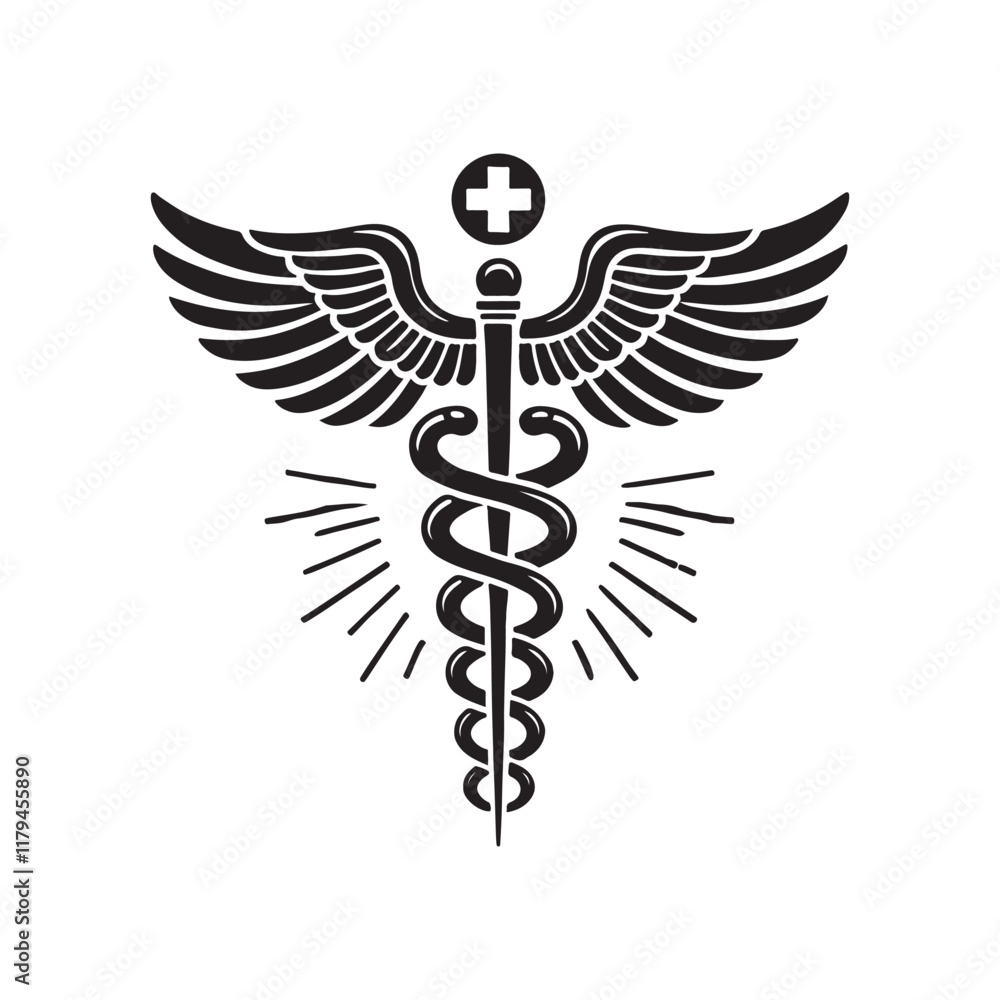 caduceus black icon silhouette symbol medical Generated image caduceus black icon silhouette symbol medical Generated image