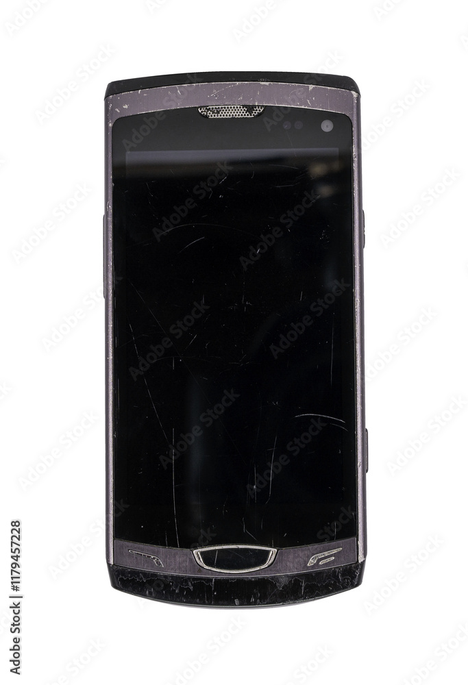 Retro mobile phone with a classic button design on a transparent background. The high resolution and transparent background make it perfect for use in advertising, illustrations, and design projects.