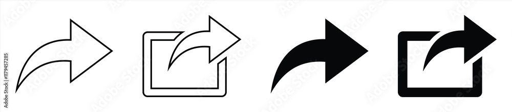 Vector Icon Set Depicting Share and Forward Actions in Minimal Design Vector Icon Set Depicting Share and Forward Actions in Minimal Design