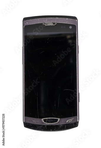 Obraz na płótnie Retro mobile phone with a classic button design on a transparent background. The high resolution and transparent background make it perfect for use in advertising, illustrations, and design projects. w salonie