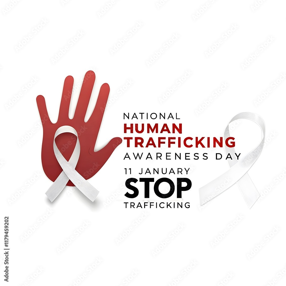 Fototapeta premium Human Trafficking Awareness Day card, banner design, January 11. Vector