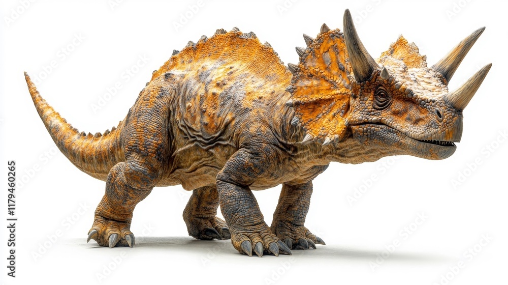 Styracosaurus Dinosaur on White Background. Generative AI Styracosaurus Dinosaur on White Background. Generative AI