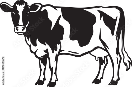 silhouette Vector drawing of cow isolated on white background, vector design vector illustration