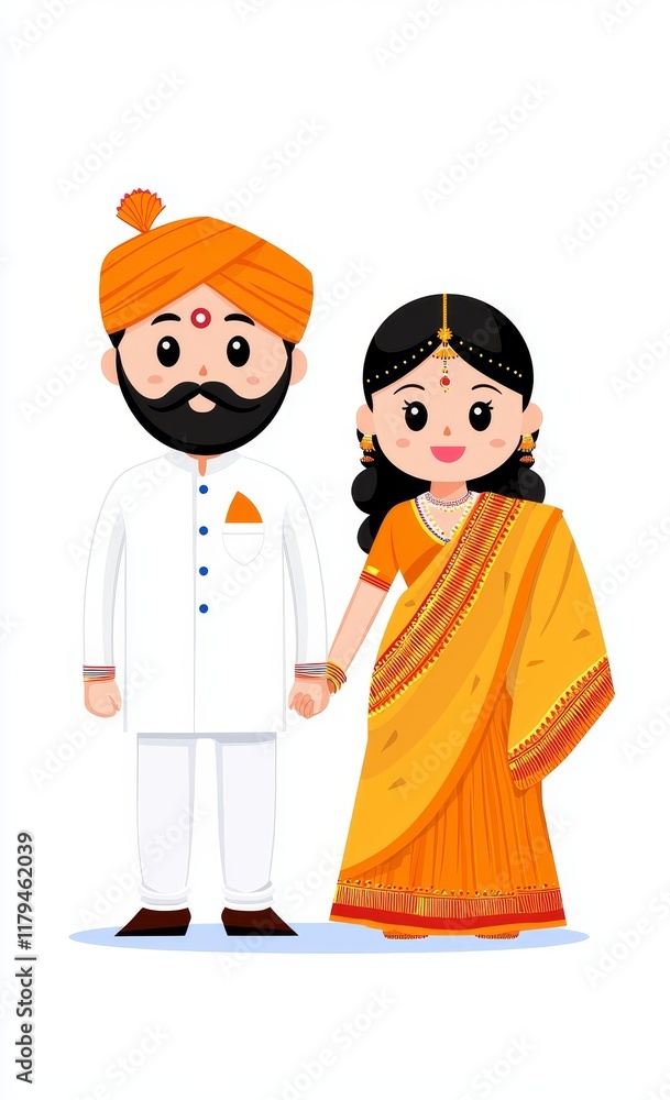 A Kongu wedding couple greeting with Namaste, dressed in traditional attire. A Kongu wedding couple greeting with Namaste, dressed in traditional attire.