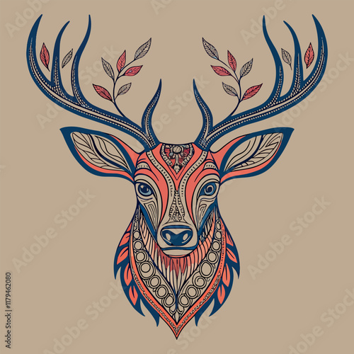 deer head silhouette vector line art