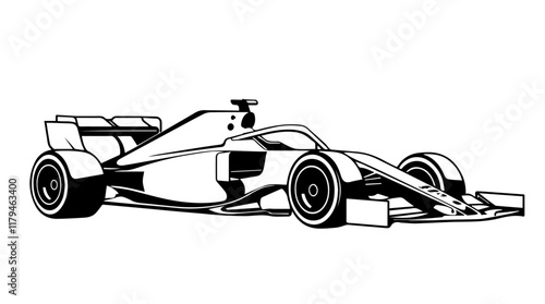 Formula Race Car Vector Icon - Sleek Silhouette of High-Speed Racing Car for Motorsport Design