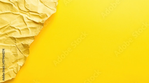 Bright Yellow Background with Crumpled Paper Texture photo