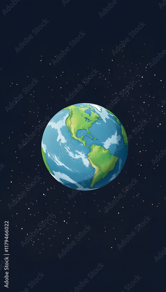 Obraz premium Planet earth in solar system starry sky in space, Earth isolated on transparent background, hand-drawn digital illustration, with white tones