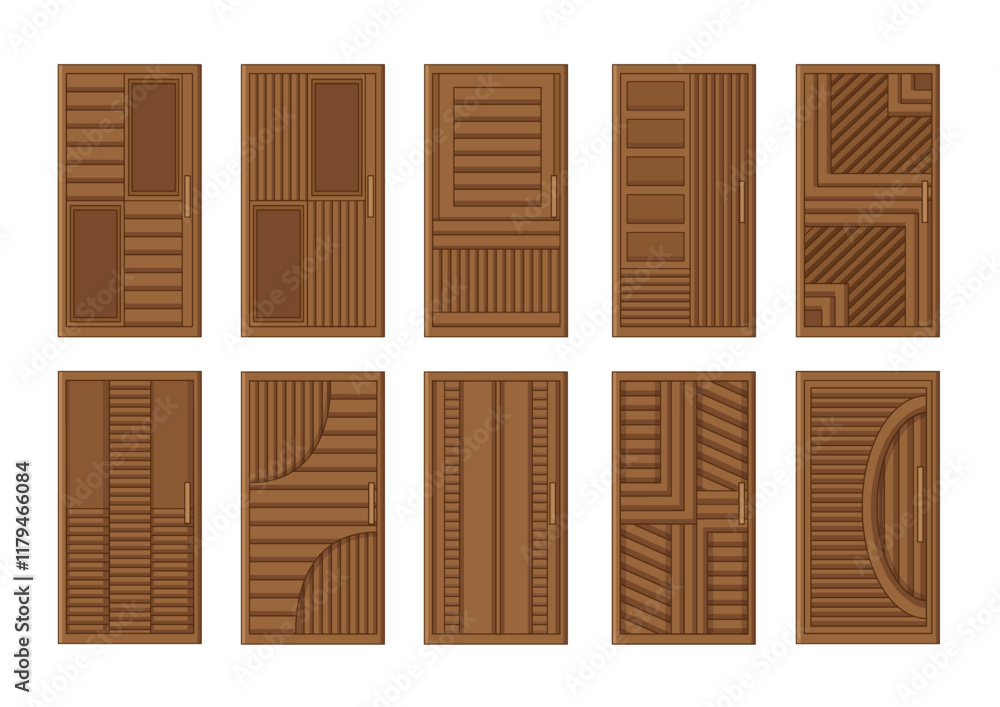 wooden door design on white background illustration vector wooden door design on white background illustration vector