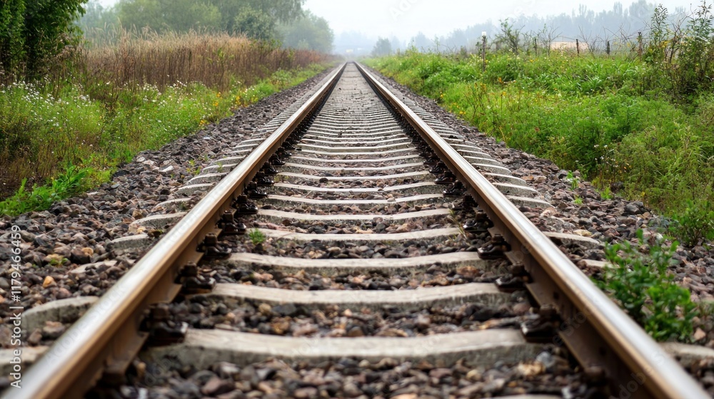 Endless Journey: A Railroad Track Vanishing into the Horizon Endless Journey: A Railroad Track Vanishing into the Horizon