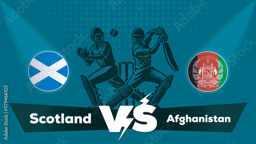 Scotland VS Afghanistan , Scotland Vs Scotland cricket match , Cricket match concept with creative illustration.eps