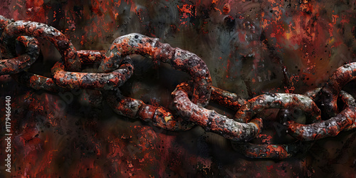 Rusty Metal Chain on Textured Background