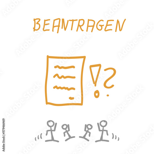 beantragen Antrag stellen  Grafik Skizze Text 