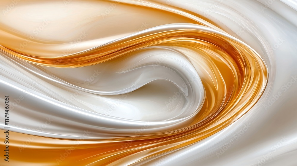 Fototapeta premium Abstract Swirling Cream and Gold Liquid Texture Background Design