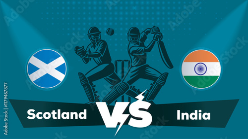 Scotland Vs India , India VS Scotland cricket match , Cricket match concept with creative illustration.eps