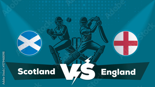 Scotland VS England Match , England Vs Scotland cricket match , Cricket match concept with creative illustration.eps