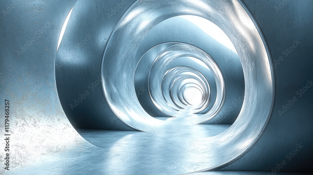 Obraz premium Abstract Metal Tunnel: A Journey Through Modern Architectural Design