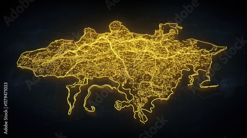 Stylized Simple Yellow Outline Map of Poland Ideal for Educational Presentations and Travel Blogs photo