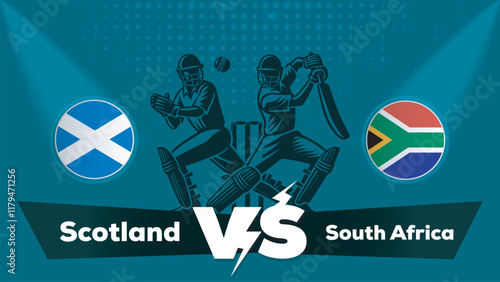 Scotland VS South Africa , South Africa Vs Scotland cricket match , Cricket match concept with creative illustration.eps