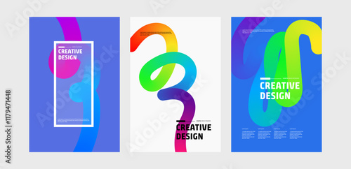 2025 trends - Minimal abstract gradient covers. Colorful covers design set. wave fun bg. Applicable for design covers, pentation, magazines, flyers posters . Vector illustration