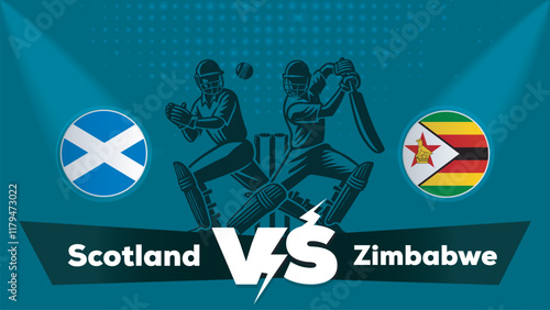 Scotland VS Zimbabwe , Zimbabwe Vs Scotland cricket match , Cricket match concept with creative illustration.eps