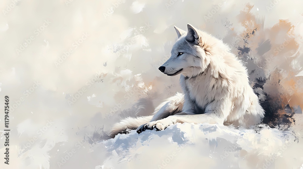 Obraz premium Majestic wolf in the wild, nature-inspired background for designs.