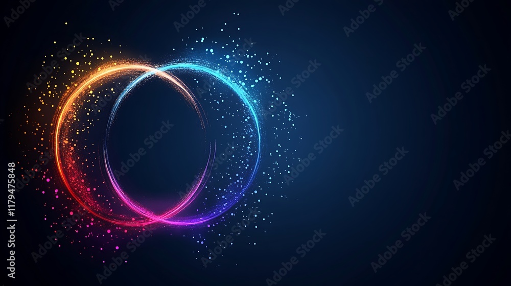 Obraz premium Intertwined luminous rings of vibrant color and light