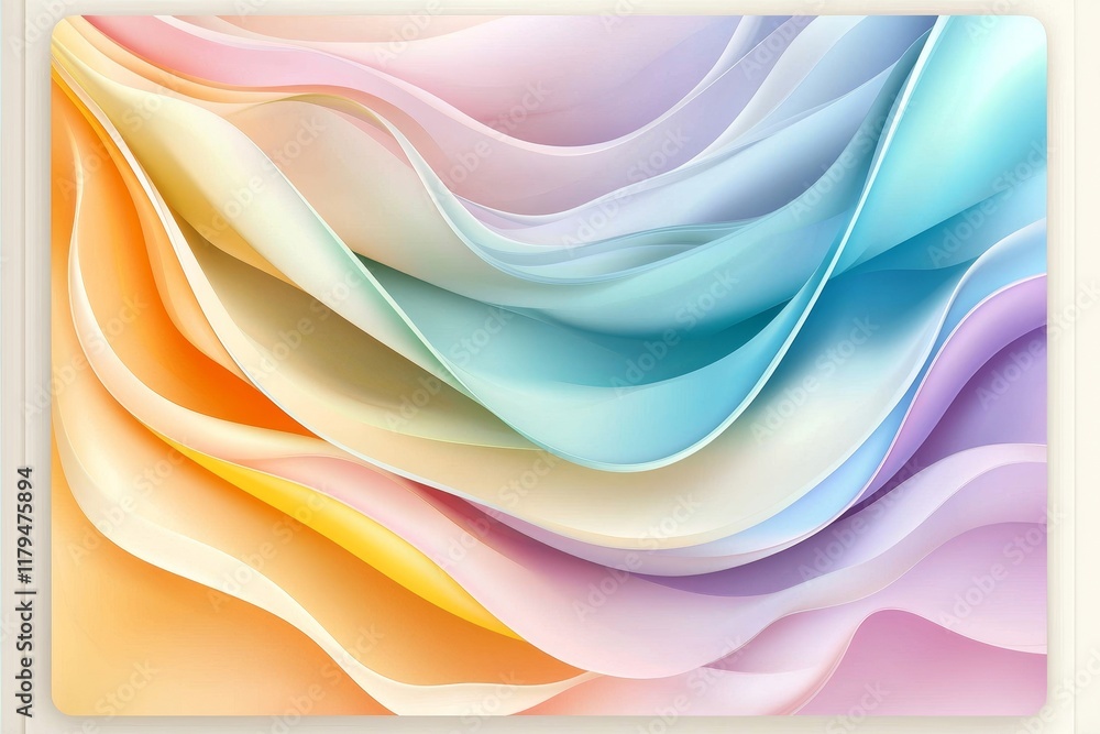 Fototapeta premium Abstract Pastel Wave Background Soft Flowing Colorful Swirls Design