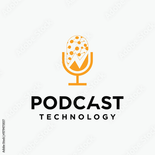 podcast microphone logo, Modern podcast logo design, podcast logo icon technology