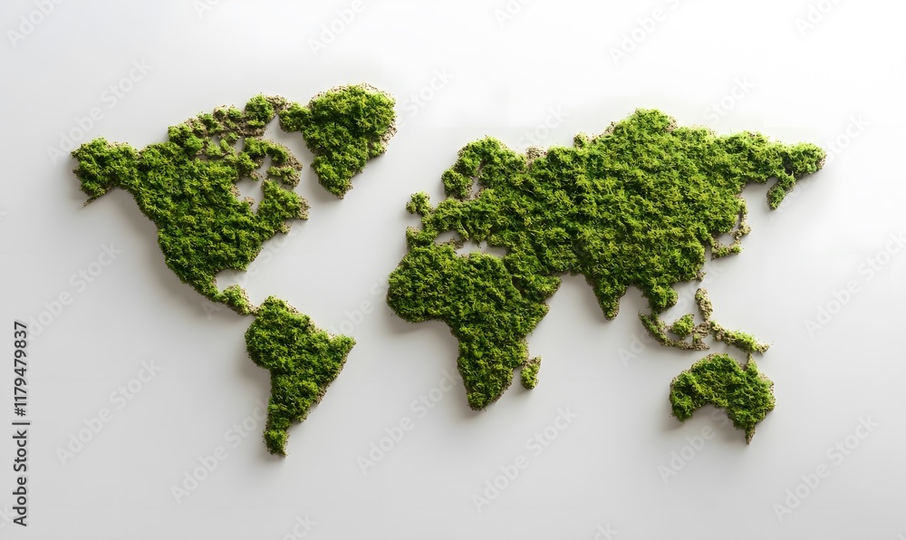Moss world map on white background.