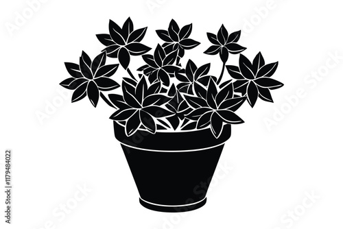 Stonecrop in a flower tab vector style silhouette.eps