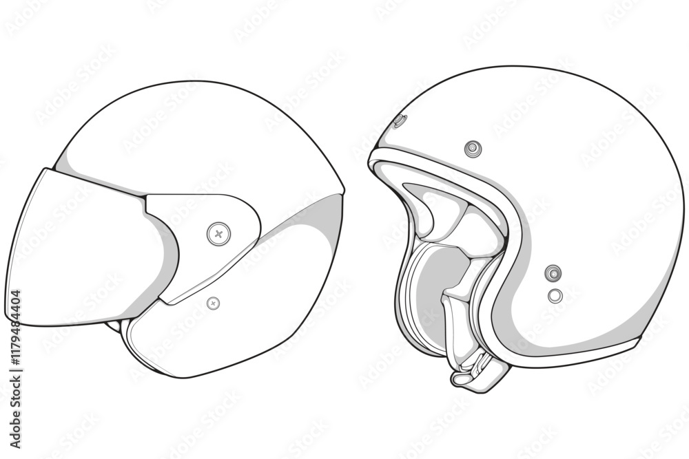 Bundling set template helmet half face line art. helmet illustration line art. helmet vector. Bundling set template helmet half face line art. helmet illustration line art. helmet vector.