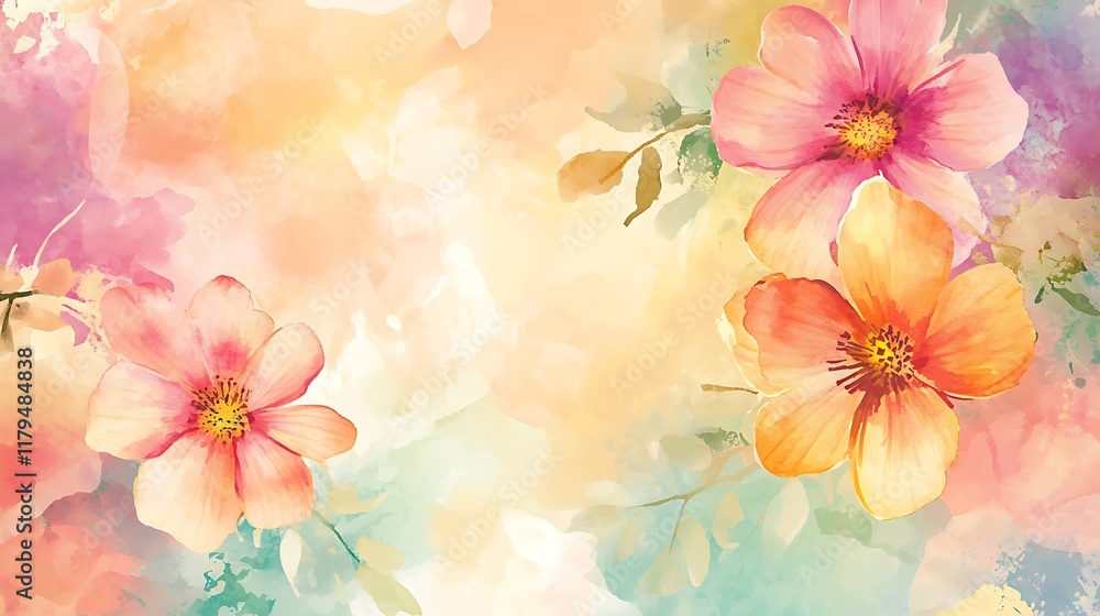 watercolor background with flowers watercolor background with flowers